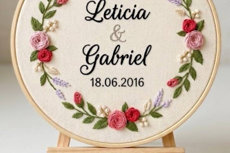 Tela com nome do casal