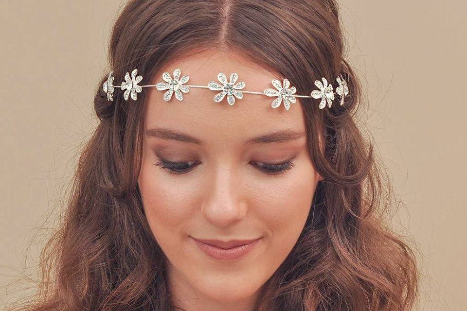 Headband flores prata