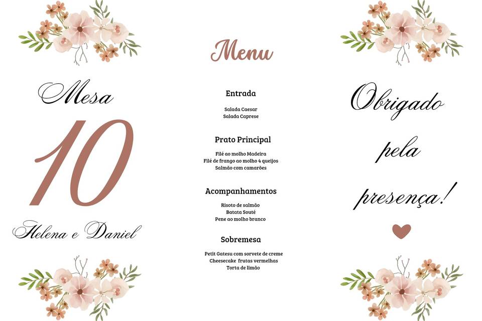 Número de mesa + Menu