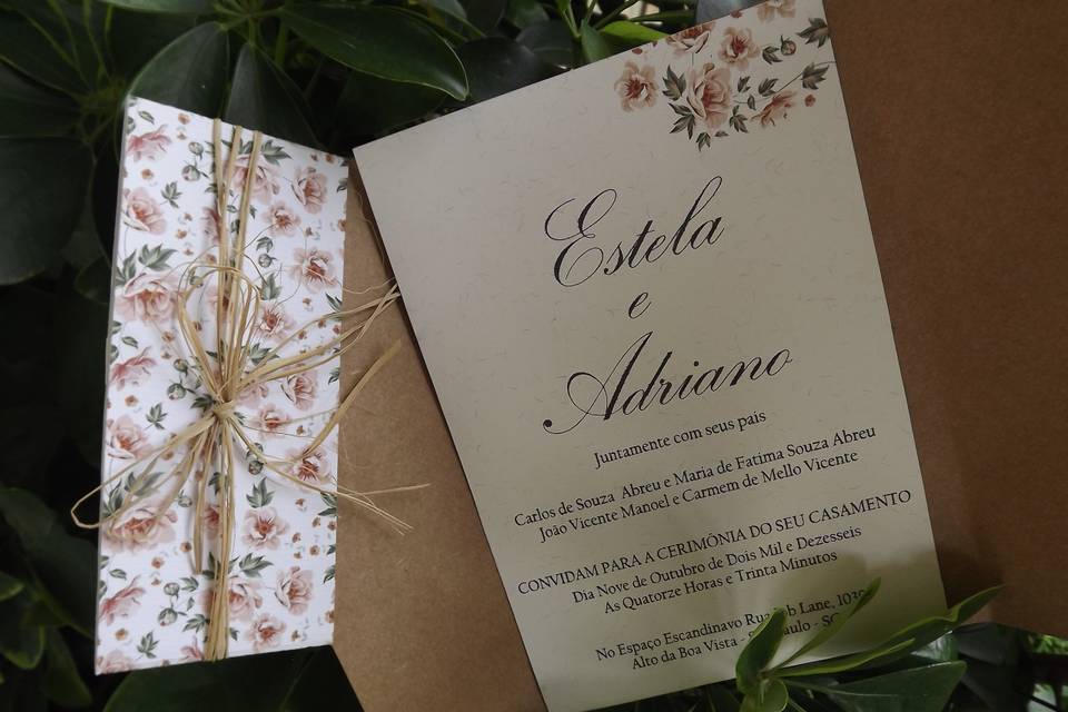 Convite floral rustico