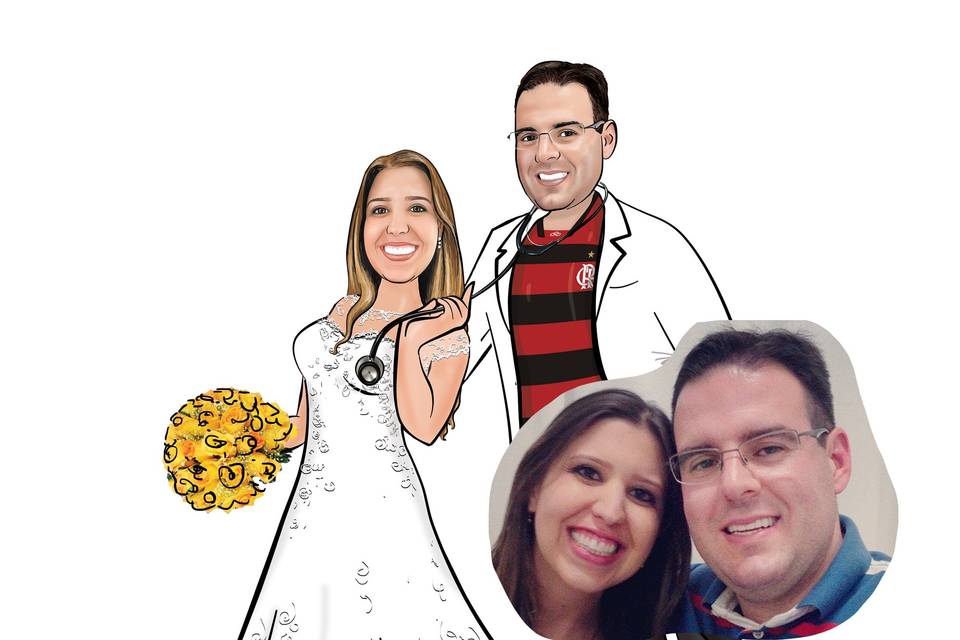 Caricatura casamento