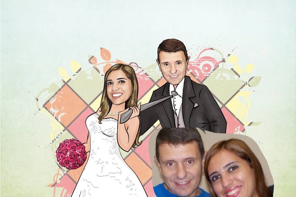 Caricatura casamento