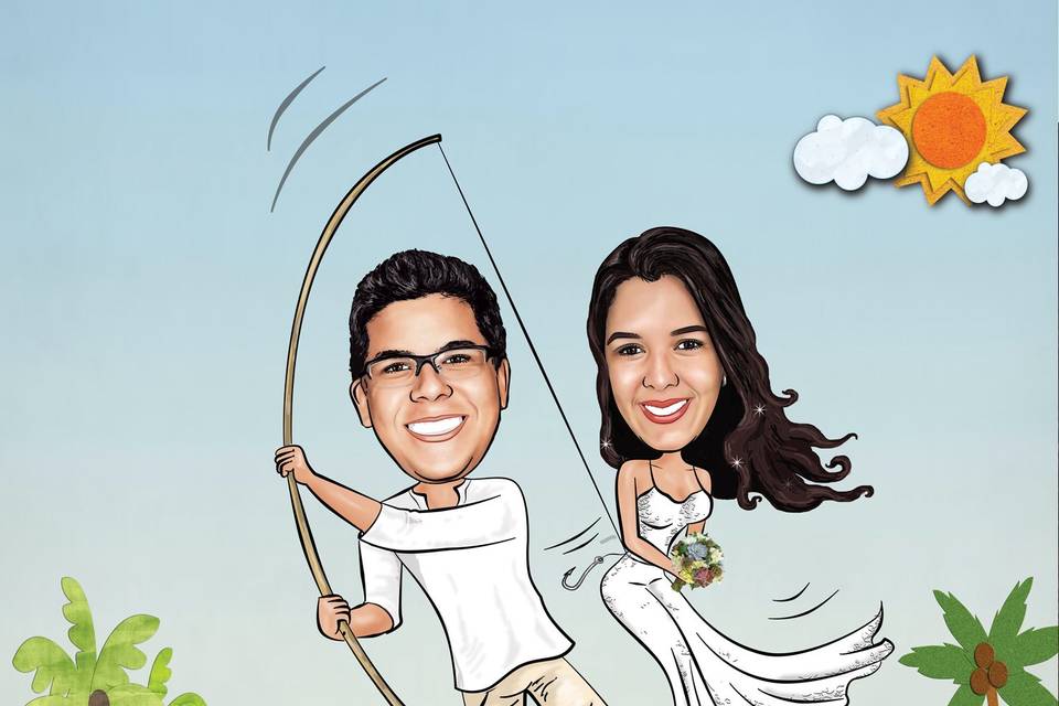 Caricatura casamento