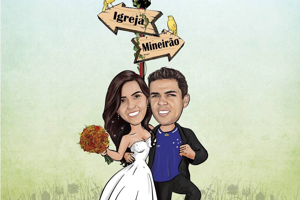 Caricatura casamento