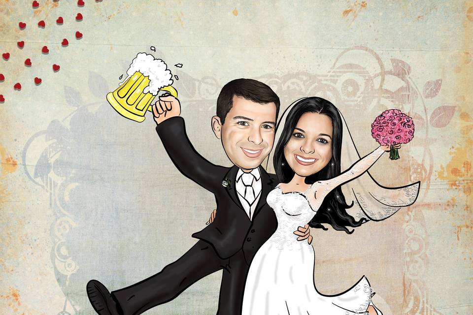 Caricatura casamento