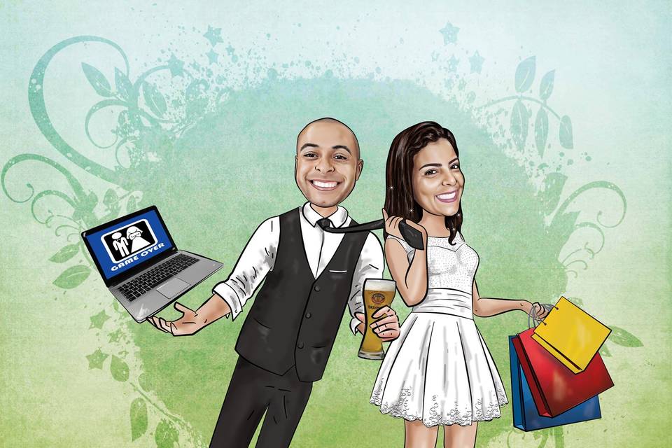 Caricatura casamento