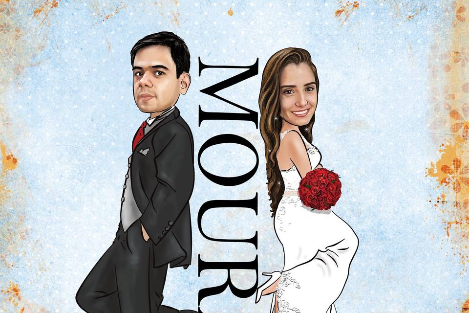 Caricatura casamento