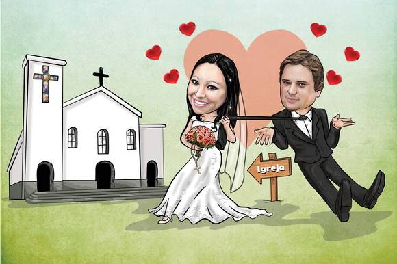 Caricatura casamento