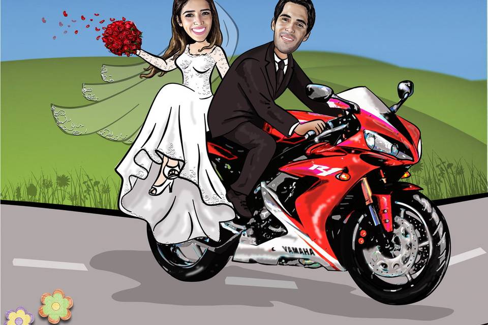 Caricatura casamento