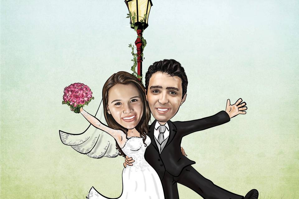 Caricatura casamento