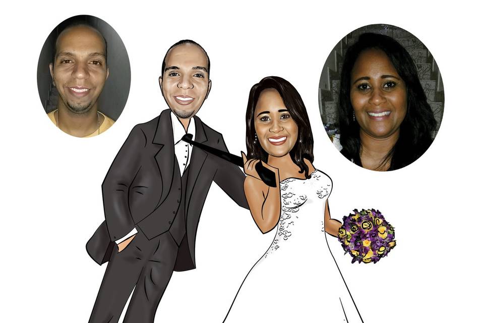 Caricatura casamento