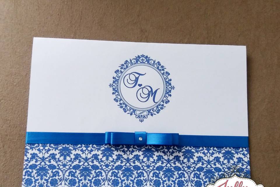 Convite azul 14,8 x 21 cm