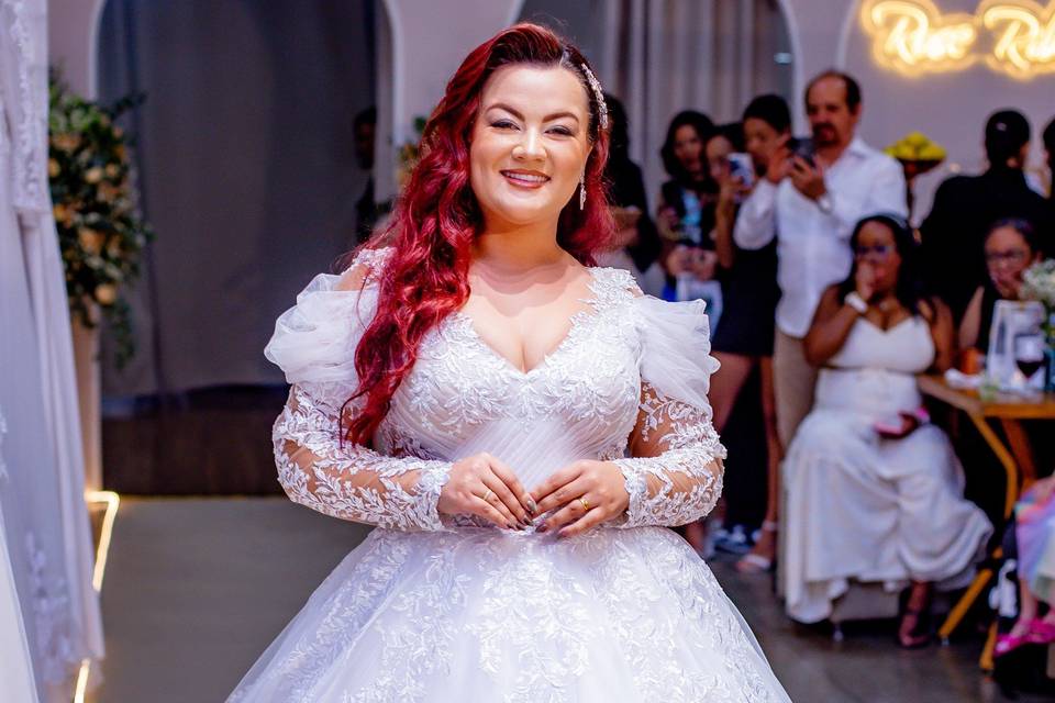 Desfile · mangas de renda
