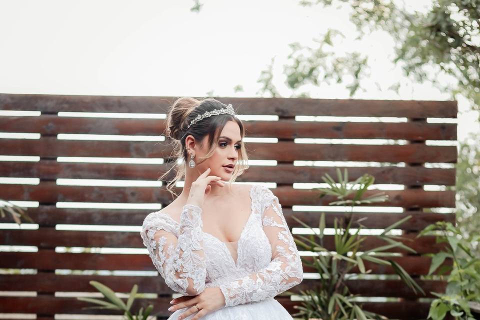 Princesa com mangas de renda