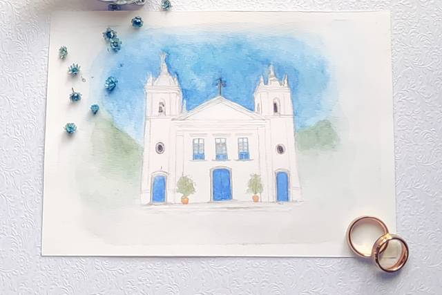Aquarela convite de casament