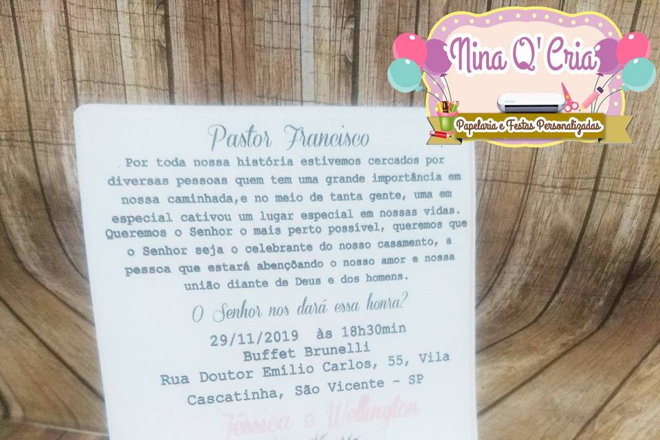Caixa Convite Padrinhos