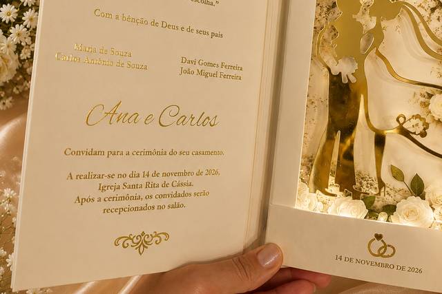 Convite de casamento com led