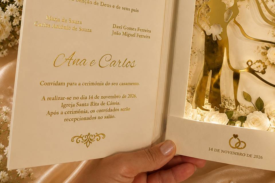 Convite de casamento com led