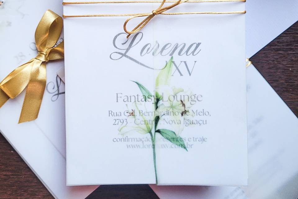 Convite com capa em papel vege