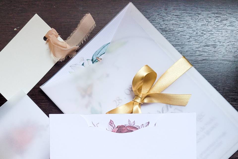 Convite com envelope luva