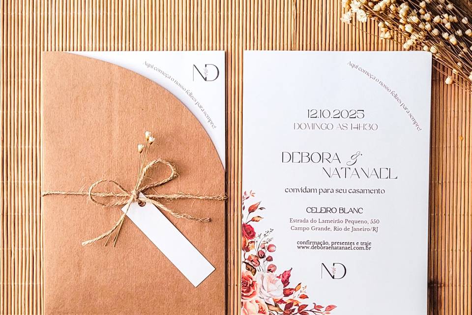 Convite com envelope luva