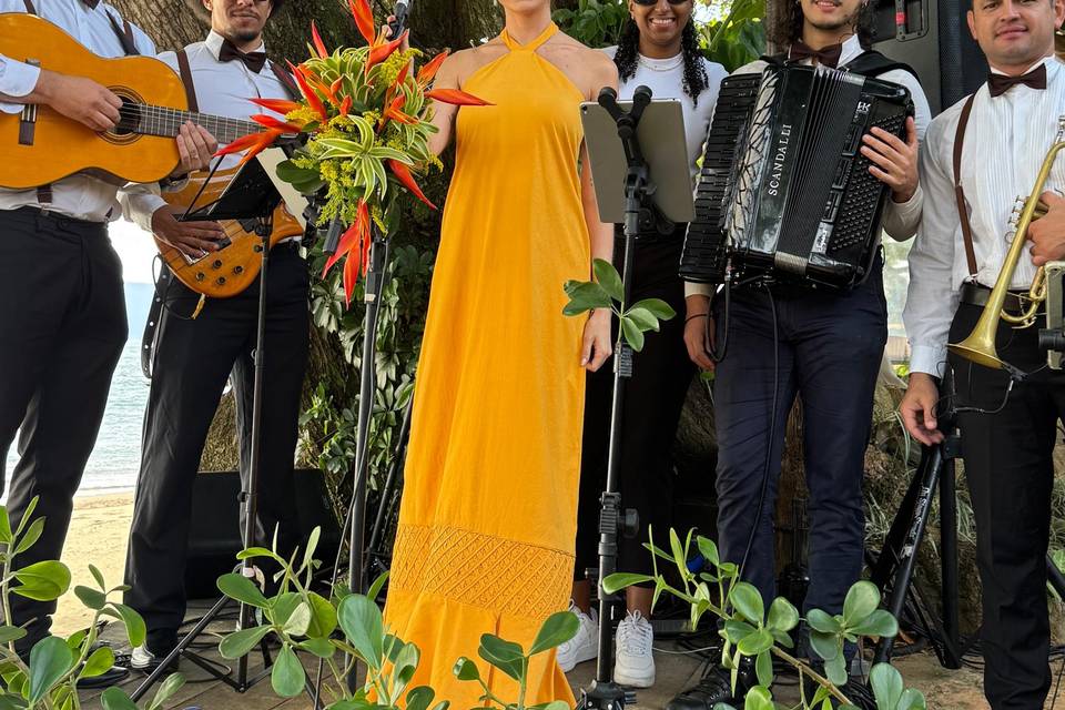 Cerimônia na praia com quintet