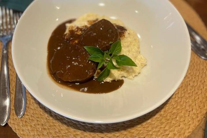 Filé mignon com risotto