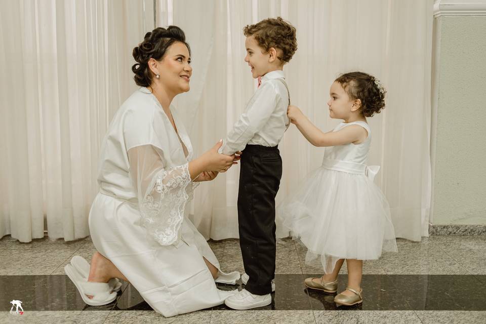 Making of noiva com os filhos
