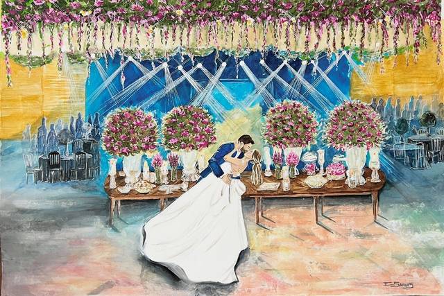 Pintura Aquarela Casamento