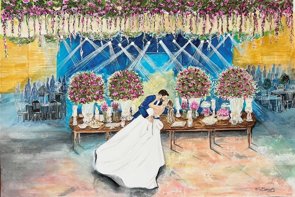 Pintura Aquarela Casamento