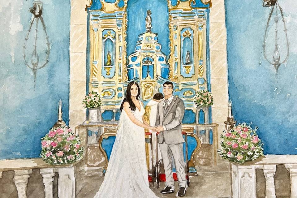 Aquarela na Igreja Matriz