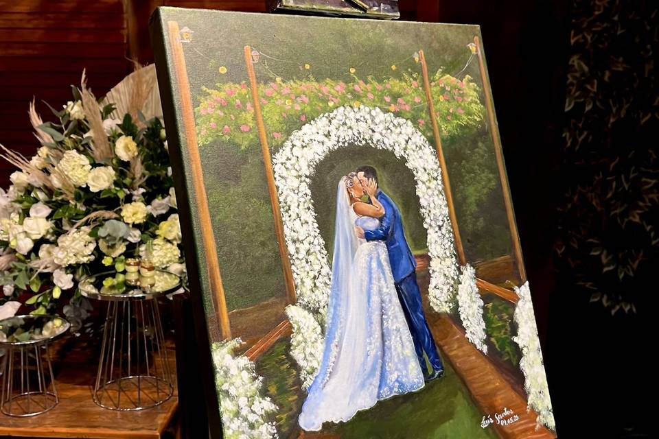 Momento do beijo na pintura