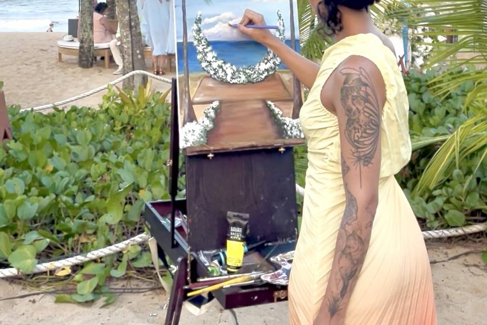 Pintura na praia Trancoso - BA