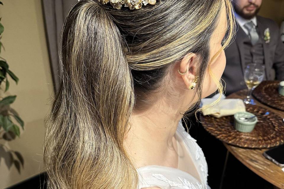 Troca de penteado noiva