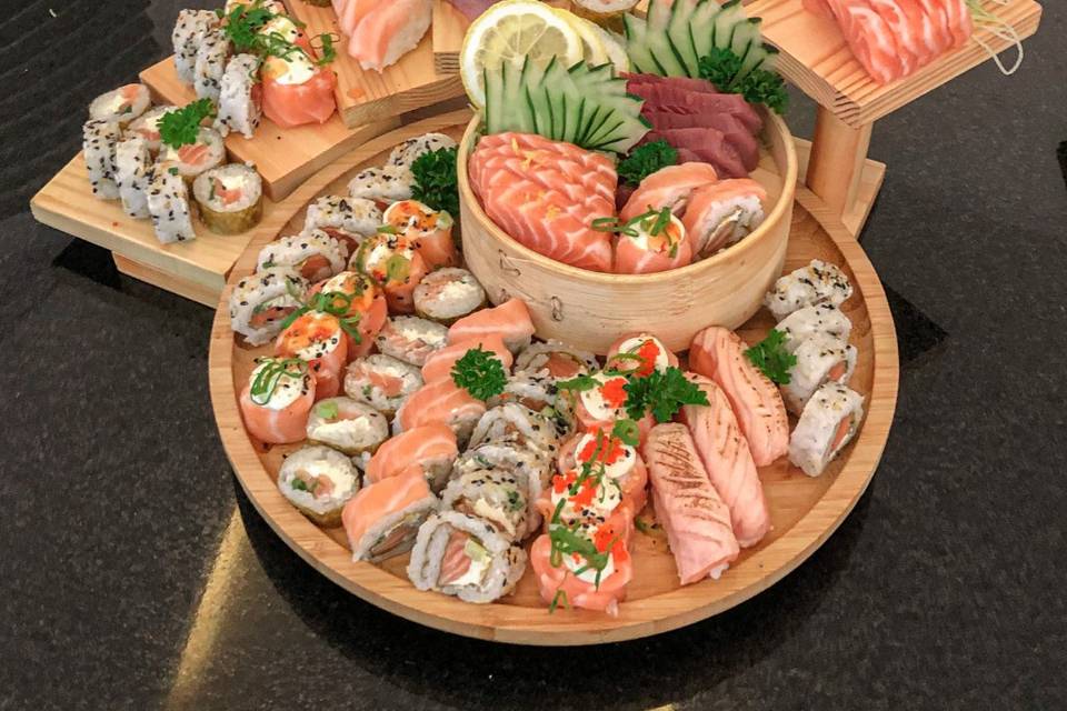 Buffet de comida japonesa