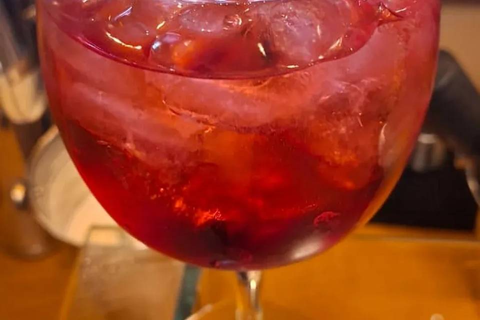 Gin tônica de frutas vermelhas