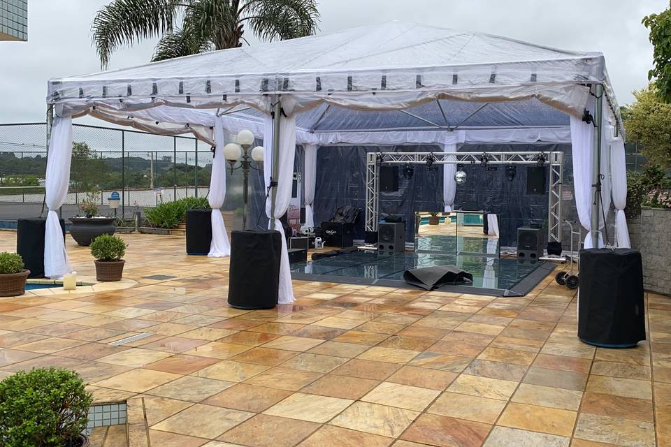 Espaço externo para festa