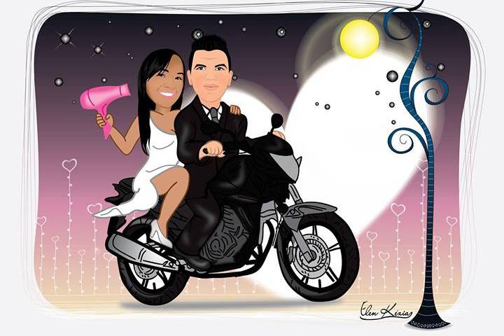 Caricatura Casal Moto