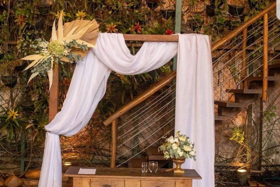 Altar casamento em restaurante