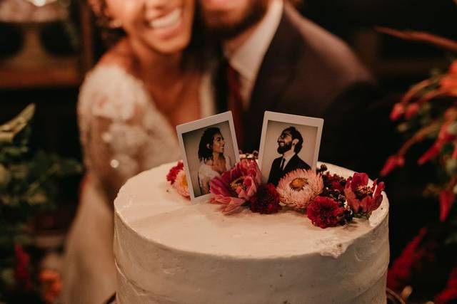 Bolo com topo de polaroid