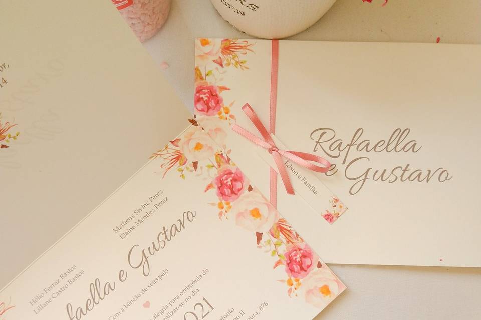 Convite floral rosa
