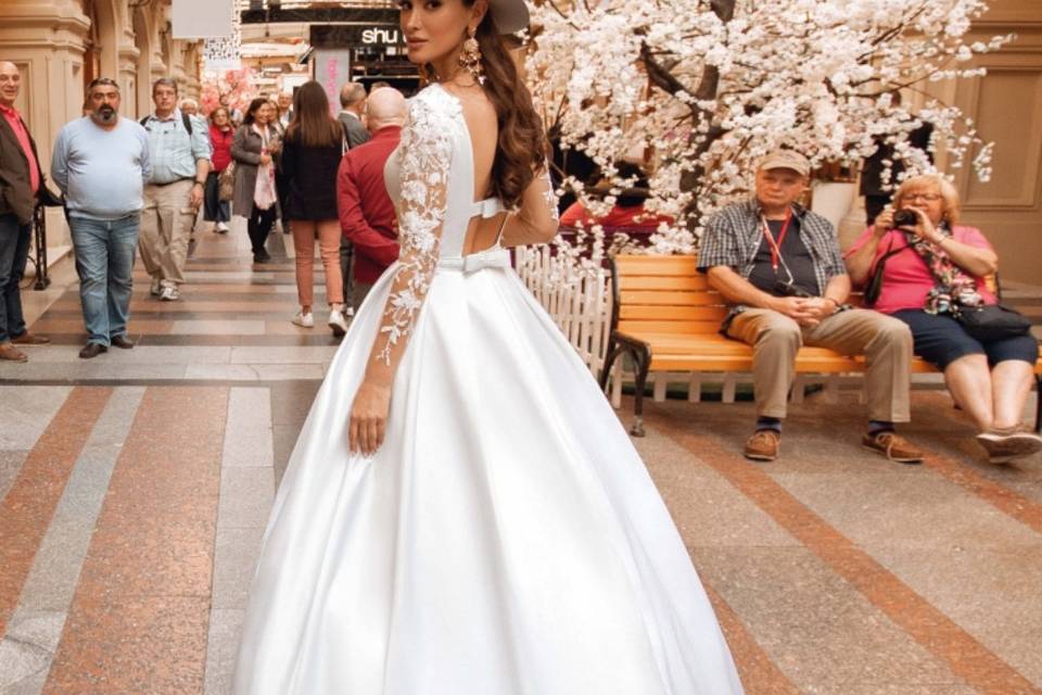 Vestido noiva com manga longa