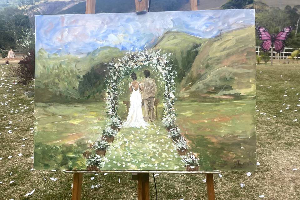 Pintura ao vivo em casamento