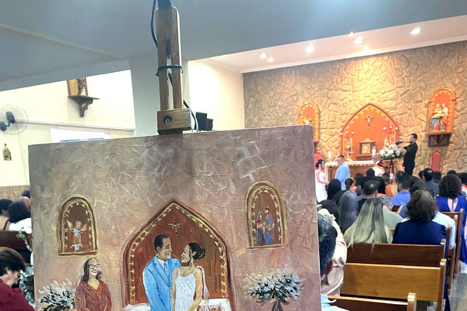 Pintura ao vivo em casamento