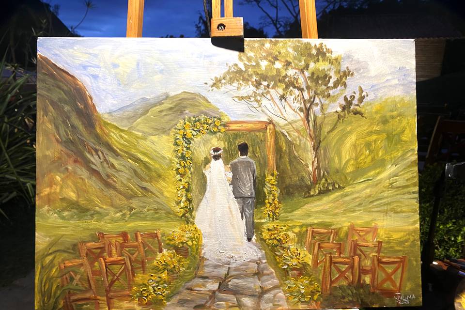 Pintura ao vivo em casamento