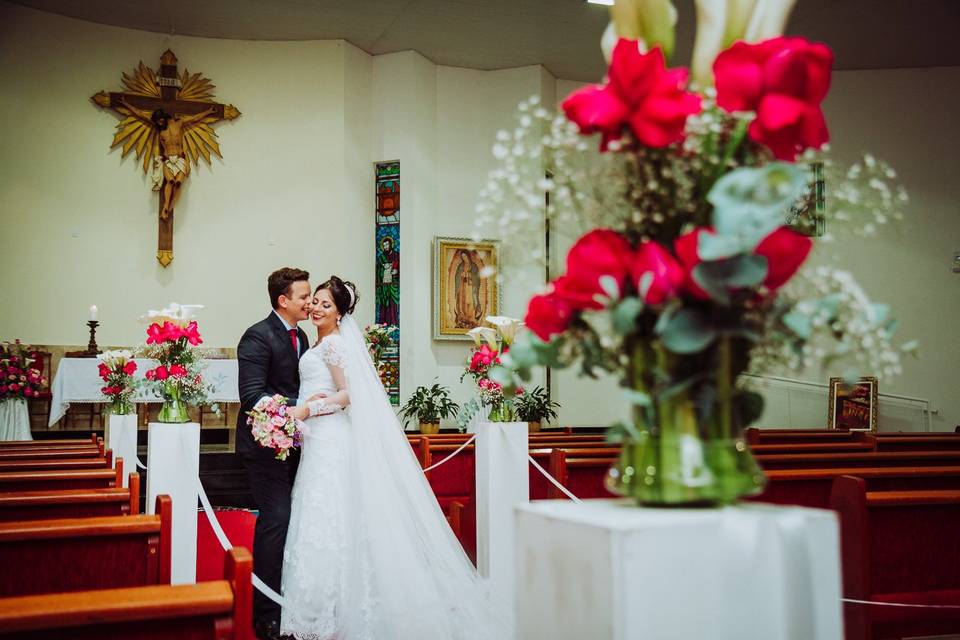 Sessão de fotos no dia casamen