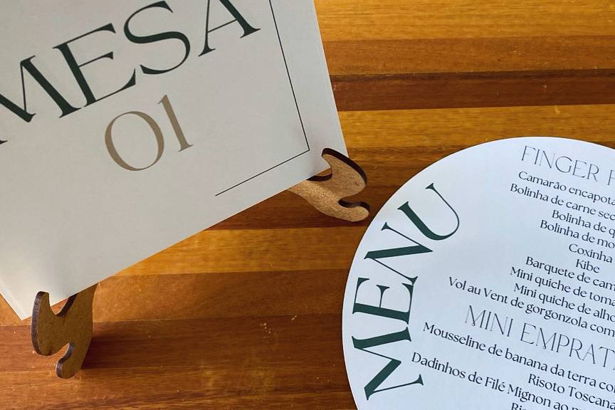 Menu redondo com placa