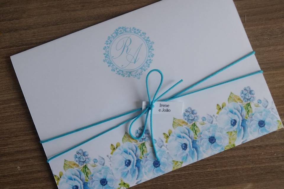 Convite azul floral